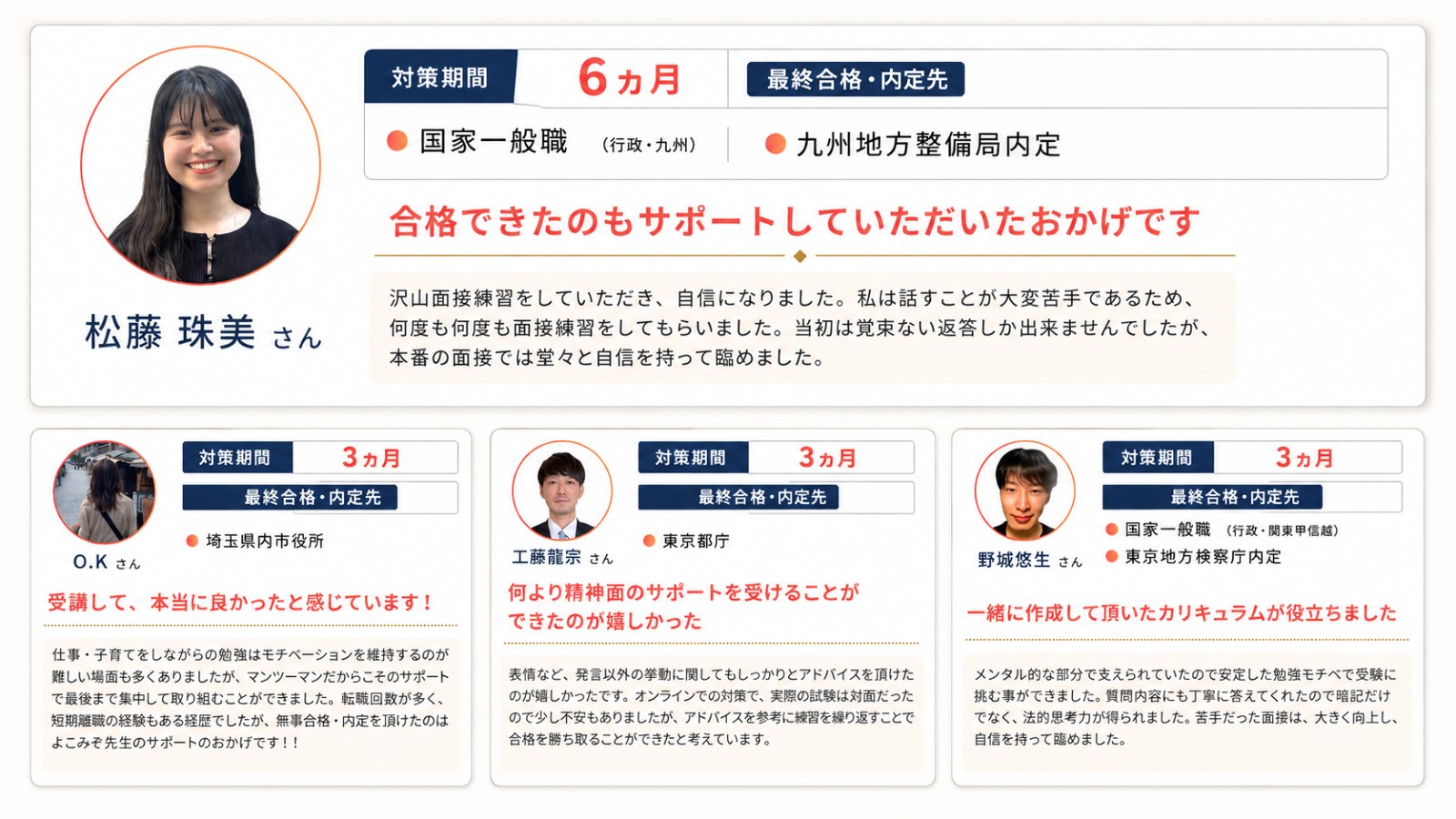 マンツーマン個別指導 合格者の声